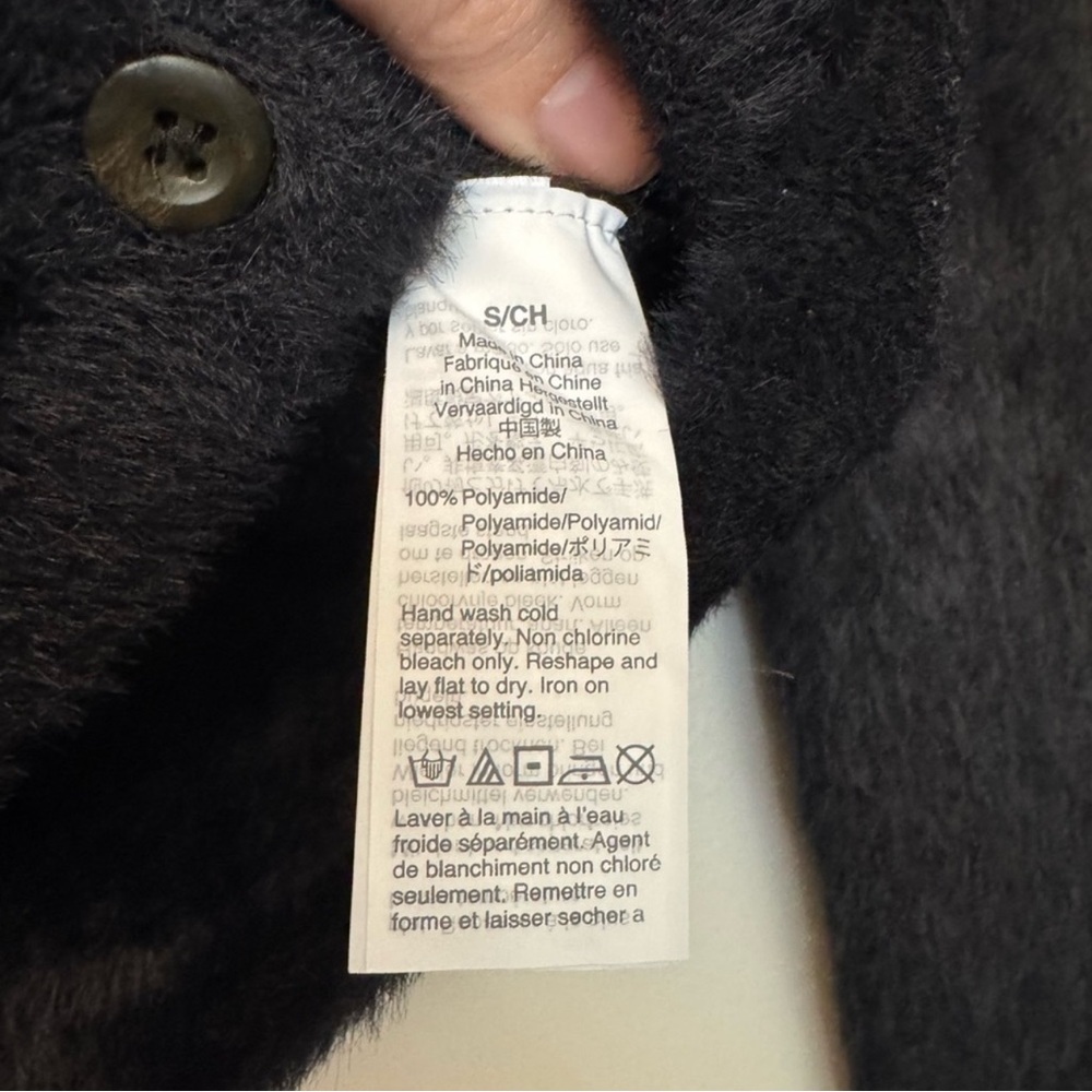 Madewell Hewitt Fuzzy Slim Button Down Cardigan Sweater Black - Picture 6 of 6